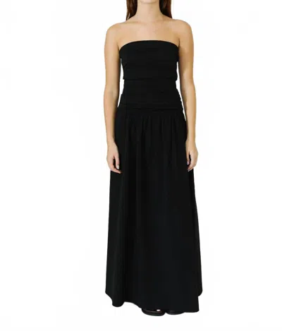 St Agni Strapless Tie Back Dress In Black In Black