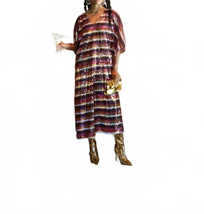 Tela Staying Alive Long Dress In Multicolor Stripe In Multi
