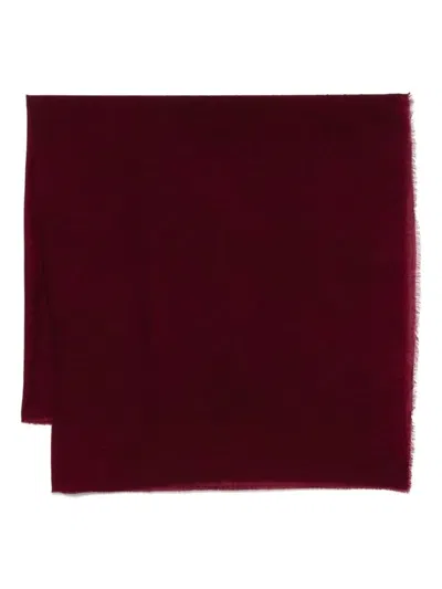 Faliero Sarti Burgundy Cashmere-wool Blend Scarves With Fringed Edges In Burgundy