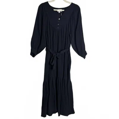 The Korner Women's Balloon Sleeve Midi Dress In Black In Black