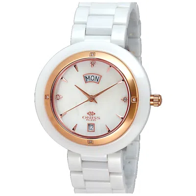 Oniss Women's Luxur White Dial Watch In White