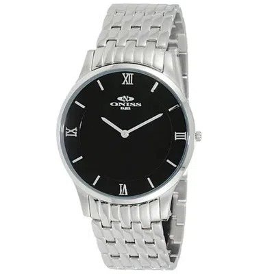 Oniss Men's Rustic Black Dial Watch In Silver