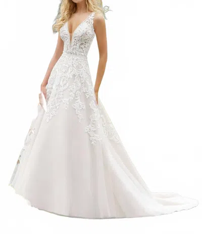 Morilee Parthenia Beaded Neckline Dress In Ivory In White