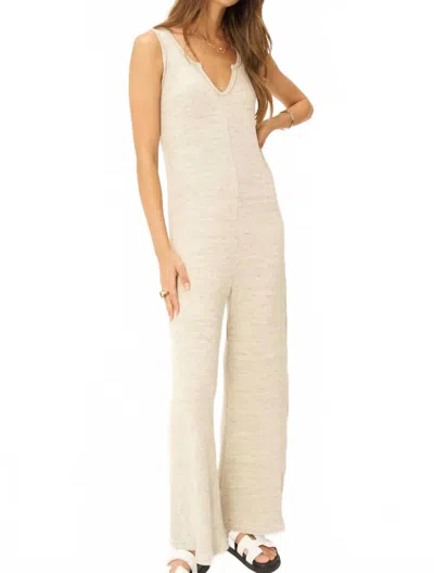 Project Social T Destination Notch Sweater Neck Rib Jumpsuit In Oatmilk In White