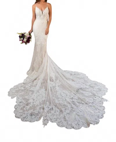 Kitty Chen Couture Karlee Fit And Flare Gown In Ivory/toffee In White