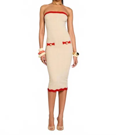 Retroféte Kins Knit Dress In Metallic Bone/geranium In Neutral