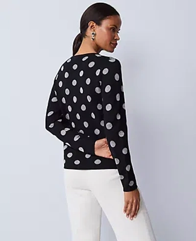 Ann Taylor Dotted Essential Crew Neck Sweater In Black