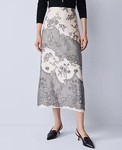 Ann Taylor Floral Satin Midi Skirt In Multi