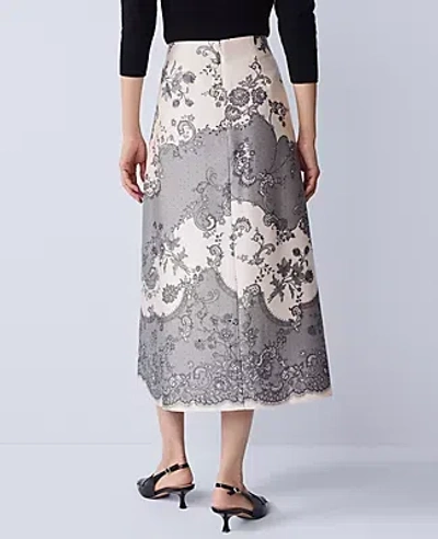 Ann Taylor Floral Satin Midi Skirt In Multi