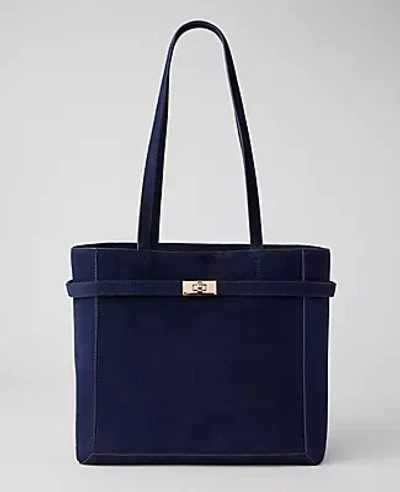 Ann Taylor Suede Belted Tote In Black