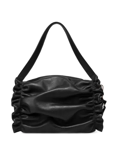 Repetto Small Opéra Ruched Calf-leather Shoulder Bag In Black