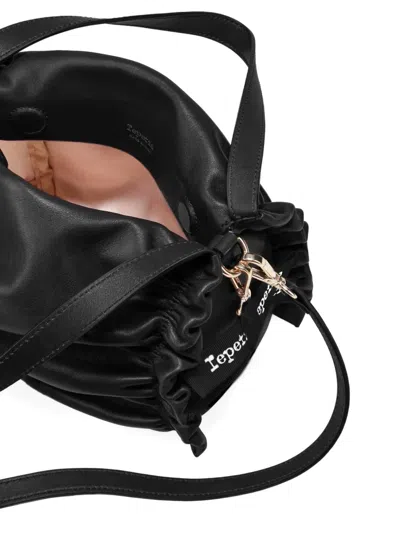 Repetto Small Opéra Ruched Calf-leather Shoulder Bag In Black