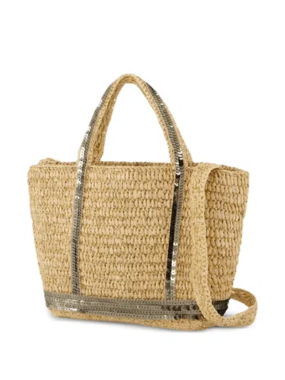 Vanessa Bruno Sequin-embellished Raffia Tote Bag In Neutral