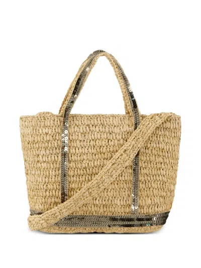 Vanessa Bruno Sequin-embellished Raffia Tote Bag In Neutral