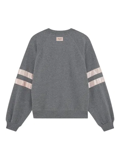 Repetto Satin-stripe Crew-neck Sweatshirt In Gray