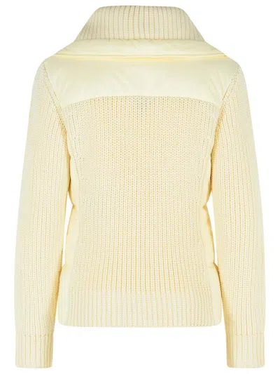 Moncler Grenoble Padded Wool Cardigan With Ivory White Zip In White