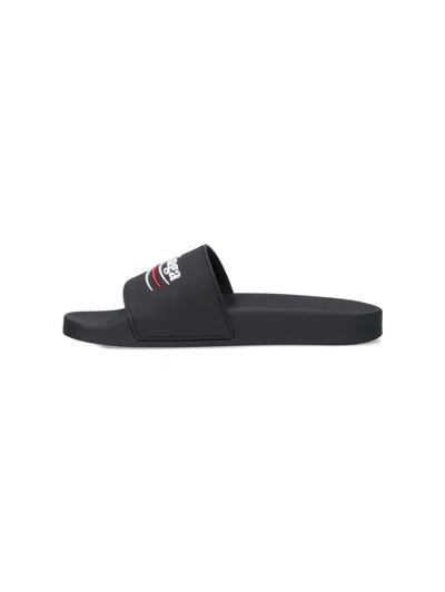 Balenciaga Slide Sandals With Open Toe And Flat Sole In Black