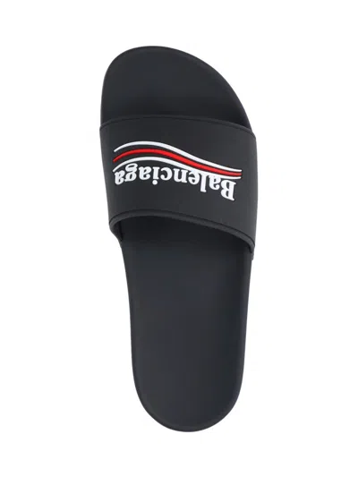 Balenciaga Slide Sandals With Open Toe And Flat Sole In Black