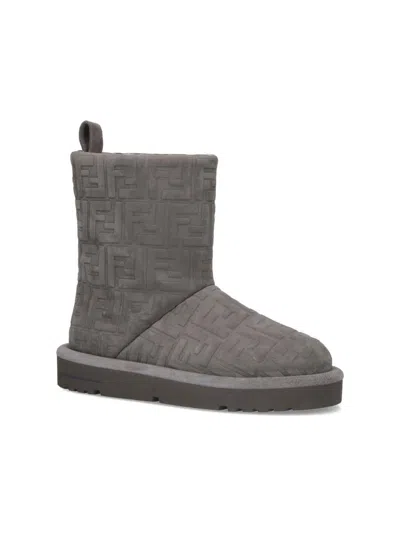 Fendi 25mm Apres Chic Embossed-ff Boots In Gray