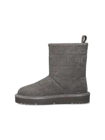 Fendi 25mm Apres Chic Embossed-ff Boots In Gray