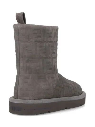 Fendi 25mm Apres Chic Embossed-ff Boots In Gray
