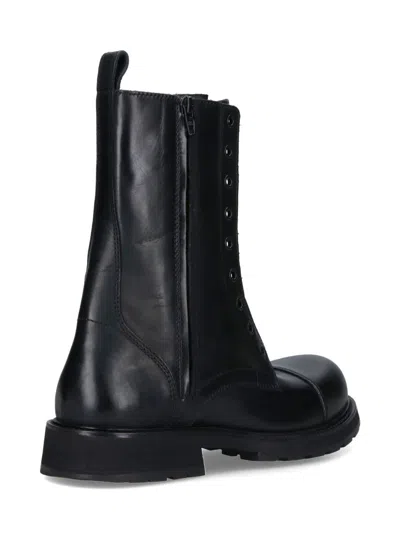 Balenciaga Women Leather Truck Laceup Boot In Black