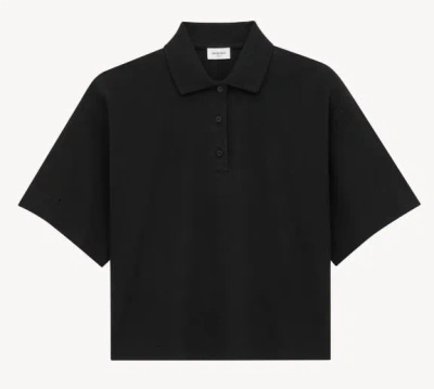 Saint Laurent Black Oversize Polo Shirt With Classic Collar And Tonal Logo Embroidery On The Front In Cotton Pique In Brown