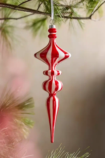 Terrain Peppermint Finial Glass Ornament