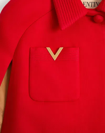 Valentino Garavani Drill Double Cape With V Gold Clothing In Red