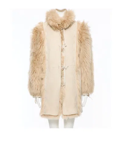 Valentino Long-sleeved Fur In Neutral