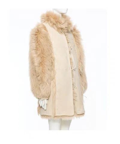 Valentino Long-sleeved Fur In Neutral