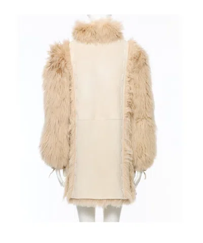 Valentino Long-sleeved Fur In Neutral