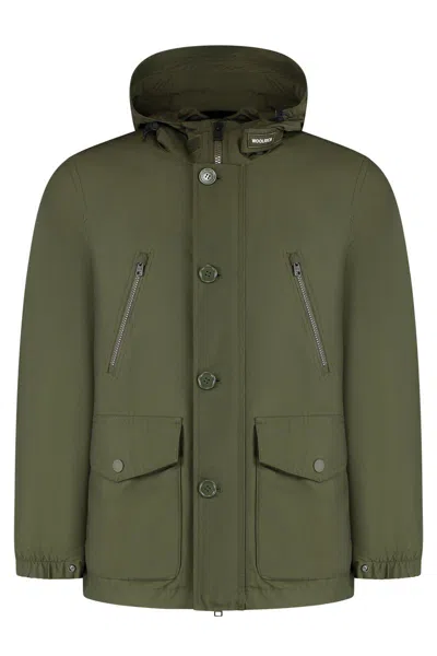 Woolrich Lightweight Ramar Parka With Hood And Adjustable Drawstring In Green