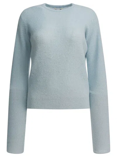 Auralee Long Sleeve Crew Neck Knitwear Piece In Blue