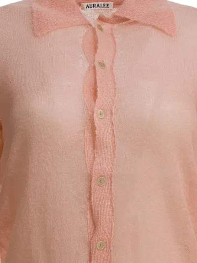 Auralee Collared Knitwear Long Sleeves In Pink