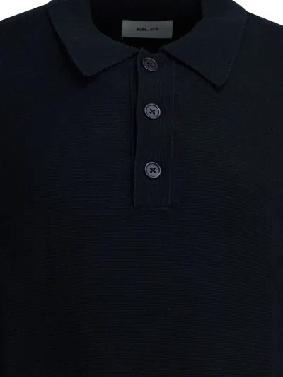 Nn07 Blue Wool Acrylic Blend Polo Shirt In Black