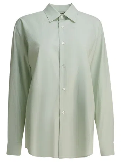 Auralee Light Khaki Cotton Shirt In Green