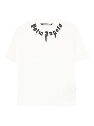 Palm Angels Curved Logo T-shirt In White