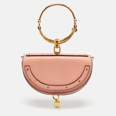 Pre-owned Chloé Peach Leather Nile Bracelet Minaudiere Crossbody Bag In Orange