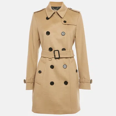 Pre-owned Burberry Beige Wool Blend Trench Coat M In Sand