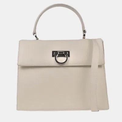 Pre-owned Ferragamo Off-white Gancini 2way Handbag