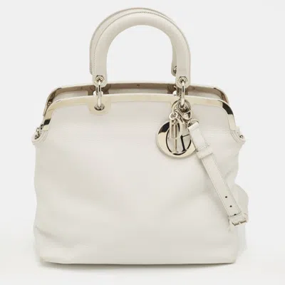 Pre-owned Dior White Leather Medium Granville Tote