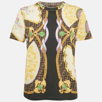 Pre-owned Fendi X Versace Fendace Multicolor Printed Cotton Crewneck T-shirt M