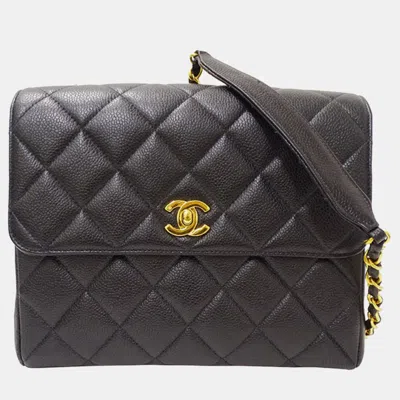 Pre-owned Chanel Bag Matelasse Caviar Skin Black Chain