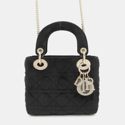 Pre-owned Dior Christian  Handbag Lady Cannage Mini Velour Shoulder Bag Black