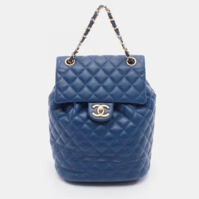 Pre-owned Chanel Matelasse Backpack Lambskin Sheepskin Blue