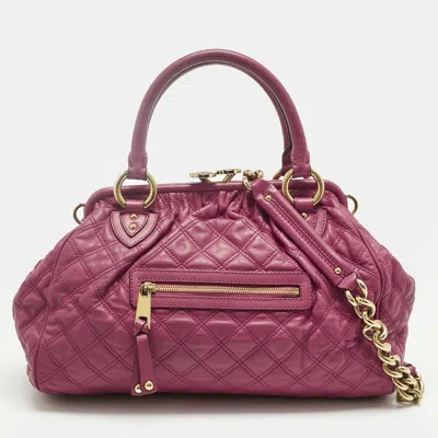 Pre-owned Marc Jacobs Magenta Quilted Leather Stam Satchel In Pink