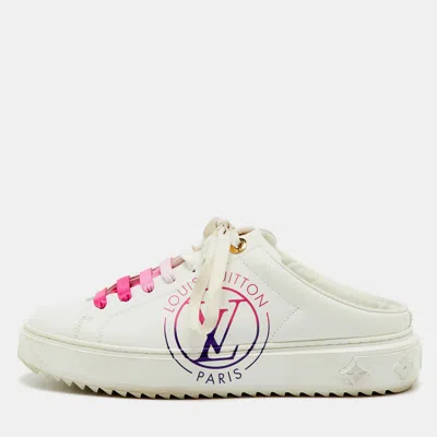 Pre-owned Louis Vuitton White Leather Lace Up Mule Sneakers Size 38