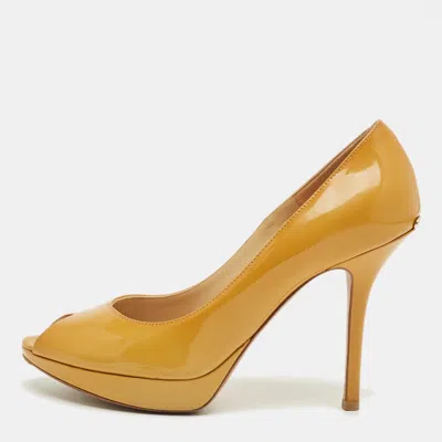 Pre-owned Dior Platform Pumps Size 38 In Yellow