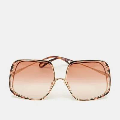 Pre-owned Chloé Brown/gold Tone Gradient Ch0035sa Oversized Sunglasses